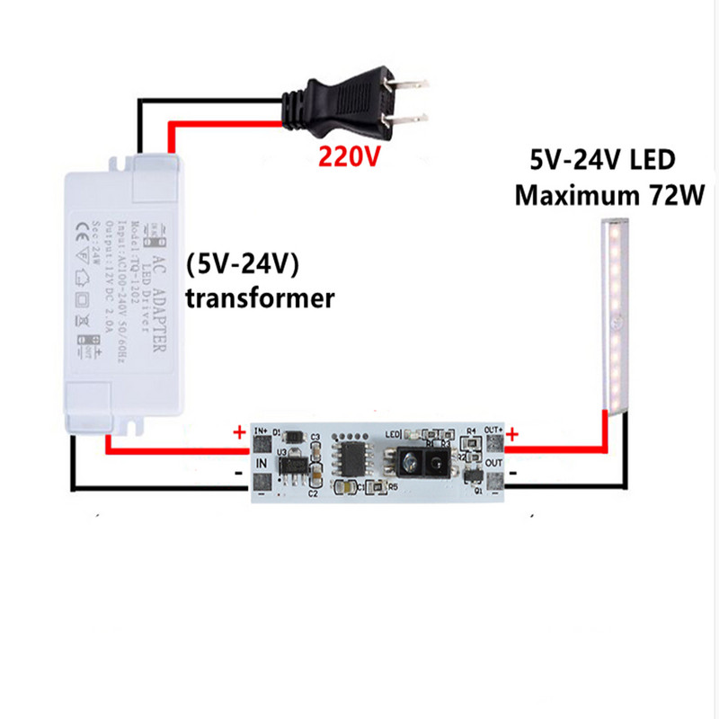 Puutelüliti mahtuvuslik moodul 5V-24V 3A LED hämardamise juhtlambid Aktiivsed komponendid Lühikese vahemaa skaneerimise pühkimiskäeandur