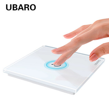UBARO Eu AC100-240V σκληρυμένο μαύρο λευκό κρυστάλλινο γυαλί αφής Κουμπί αισθητήρα φωτός τοίχου 1/2/3 Gang 10A