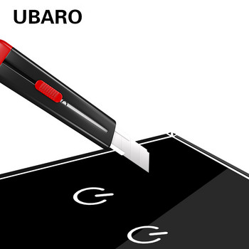UBARO Eu AC100-240V σκληρυμένο μαύρο λευκό κρυστάλλινο γυαλί αφής Κουμπί αισθητήρα φωτός τοίχου 1/2/3 Gang 10A