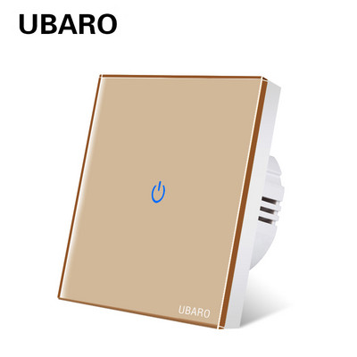 UBARO Eu AC100-240V karastatud mustvalge kristallklaas puutetundlik lülituspaneel seinavalguse anduri nupp 1/2/3 Gang 10A katkestus