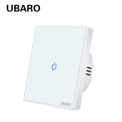 UBARO Eu AC100-240V karastatud mustvalge kristallklaas puutetundlik lülituspaneel seinavalguse anduri nupp 1/2/3 Gang 10A katkestus