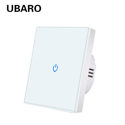UBARO Eu AC100-240V karastatud mustvalge kristallklaas puutetundlik lülituspaneel seinavalguse anduri nupp 1/2/3 Gang 10A katkestus
