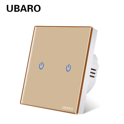UBARO Eu AC100-240V karastatud mustvalge kristallklaas puutetundlik lülituspaneel seinavalguse anduri nupp 1/2/3 Gang 10A katkestus