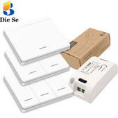 Diese 433Mhz bežični zidni prekidač rf 86 odašiljač na zidnoj ploči Sigurnosni prekidač i AC 110V 220V relejni prekidač za svjetiljku