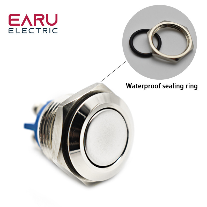 16mm 1NO Visoka ravna glava Vodootporan Metalni prekidač za trenutno resetiranje Vijčani terminal Zvono na vratima motora automobila Računalni prekidač