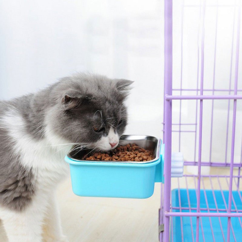 Zdjela za hranjenje kućnih ljubimaca Protiv gušenja Protuklizna Hranilica od nehrđajućeg čelika za putovanja Hrana za vodu Viseća fiksna posuda za štene, psa, mačku Nabavka za kućne ljubimce