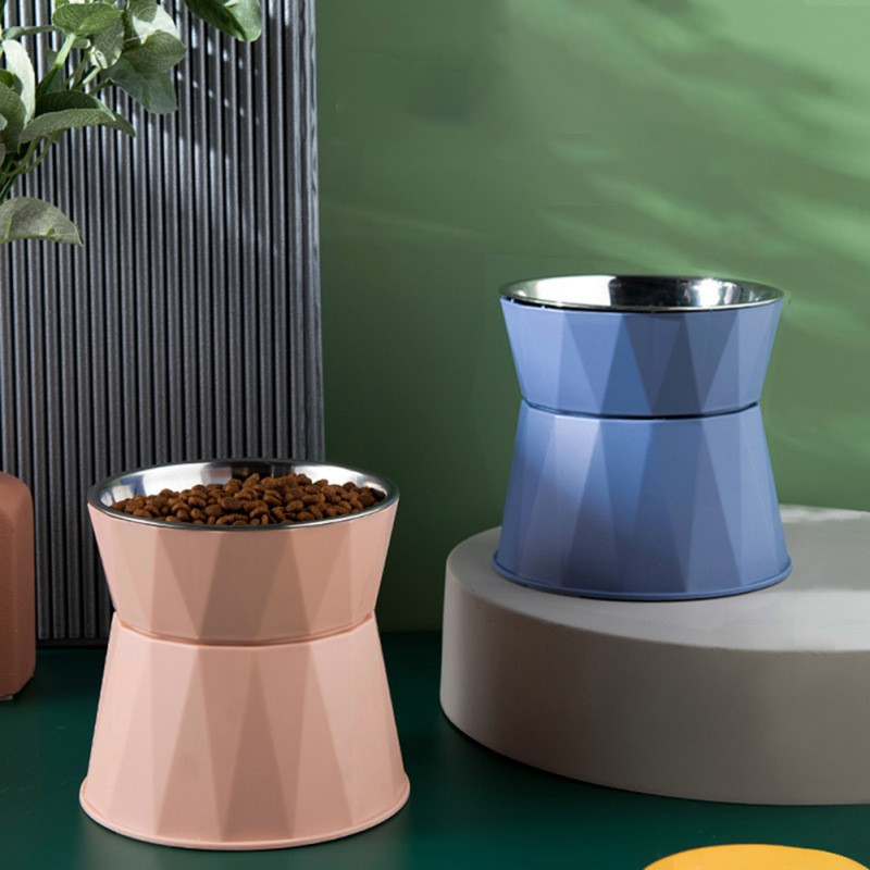 Zdjela za mačke od nehrđajućeg čelika Visoka posuda za pse Štitnik za vrat Voda Anti-prevrtanje Zdjela za dvostruku namjenu Hranilice za pse Novi dolazak