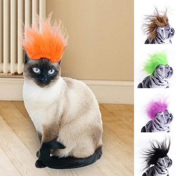 Περούκα γάτας Φωτεινό χρώμα Γάτα Περούκα Διακόσμηση για γάτα Cosplay Καπέλα 5 χρωμάτων Φωτογραφία στηρίγματα Καπέλα για κατοικίδια