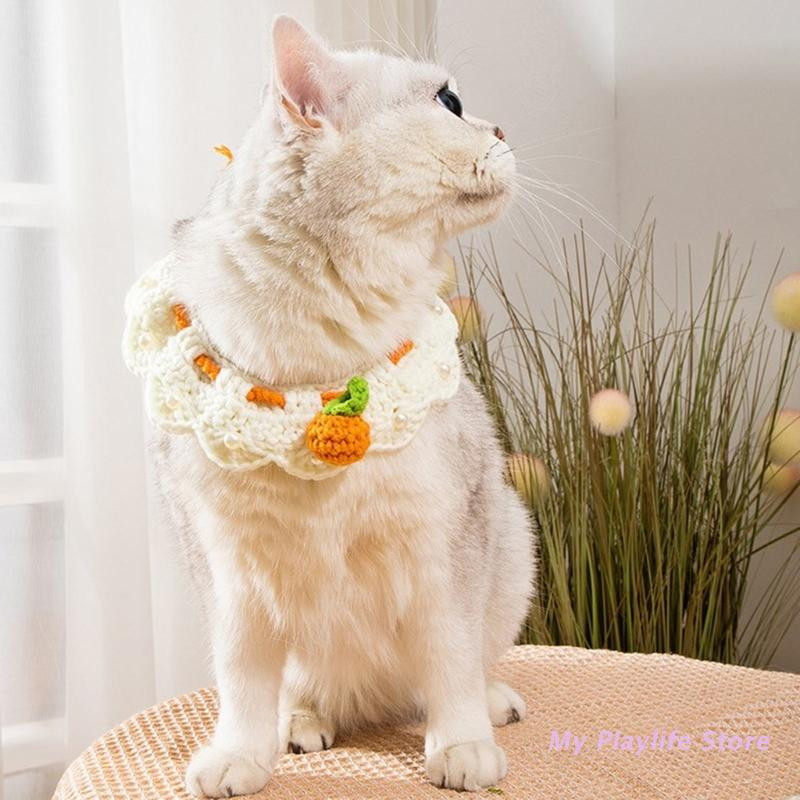 Armas käsitsi kootud kassi ja koera kaelarihm villane kootud kassipoegade kaelarihmad kassid koerad kaelakee lemmiklooma kaelarihm lille kaelakee dekoratiivne kaelarihm