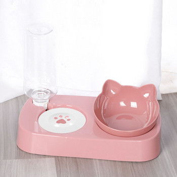 Pet Dog Cat Feeder Bowl 2 в 1 Автоматичен фонтан за пиене Вертикален Puppy Cat Food Bowl Bowl Dog Double Bowls Бутилка за пиене