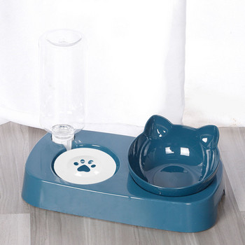 Pet Dog Cat Feeder Bowl 2 в 1 Автоматичен фонтан за пиене Вертикален Puppy Cat Food Bowl Bowl Dog Double Bowls Бутилка за пиене