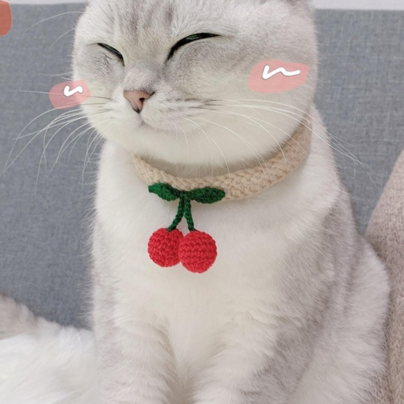 Slatke ogrlice za kućne ljubimce Trešnja Pletena ogrlica za malog velikog psa Mačku Ručno izrađeni plišani lutka Ogrlica Nakit Dodaci za kućne ljubimce