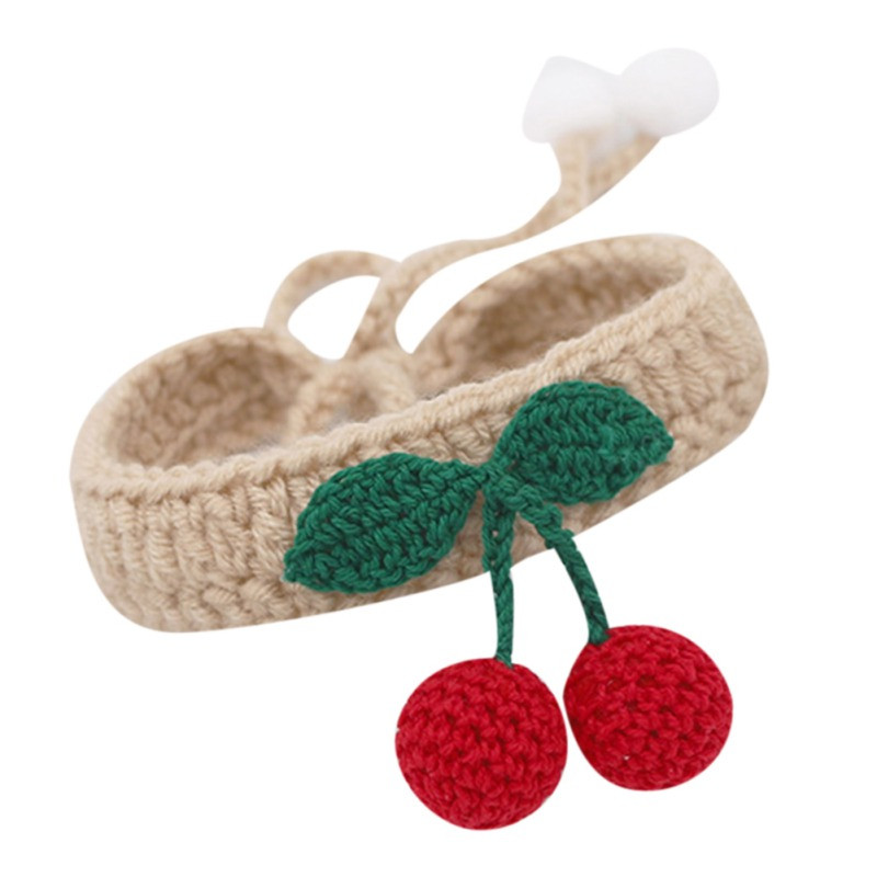 Slatke ogrlice za kućne ljubimce Trešnja Pletena ogrlica za malog velikog psa Mačku Ručno izrađeni plišani lutka Ogrlica Nakit Dodaci za kućne ljubimce