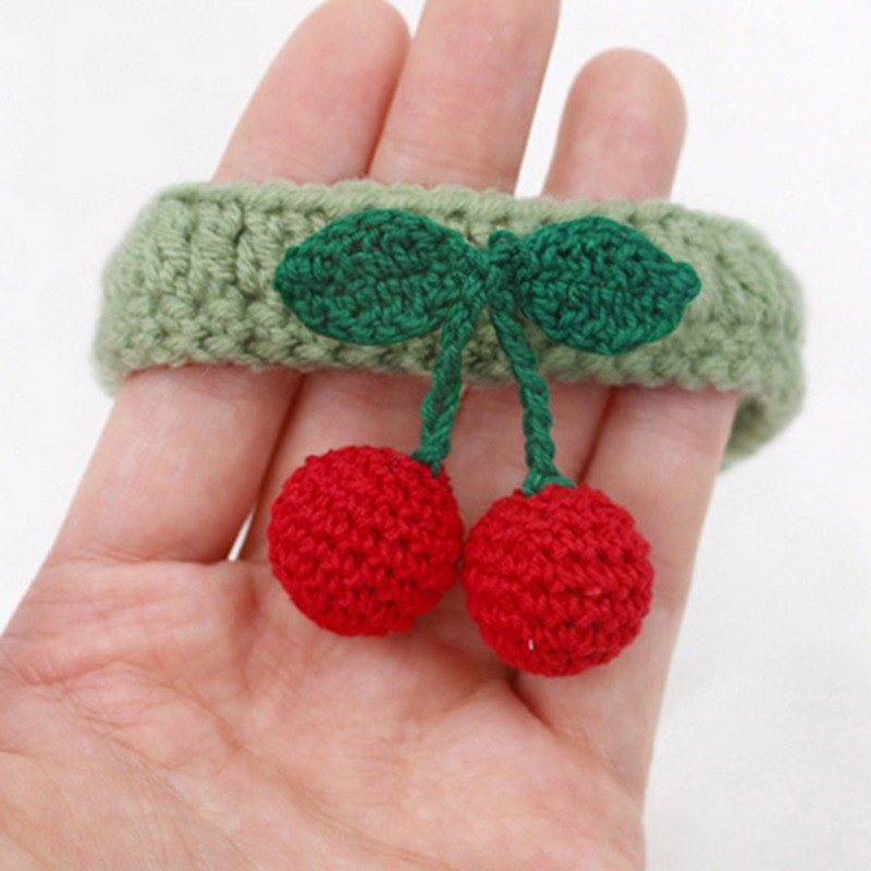 Slatke ogrlice za kućne ljubimce Trešnja Pletena ogrlica za malog velikog psa Mačku Ručno izrađeni plišani lutka Ogrlica Nakit Dodaci za kućne ljubimce