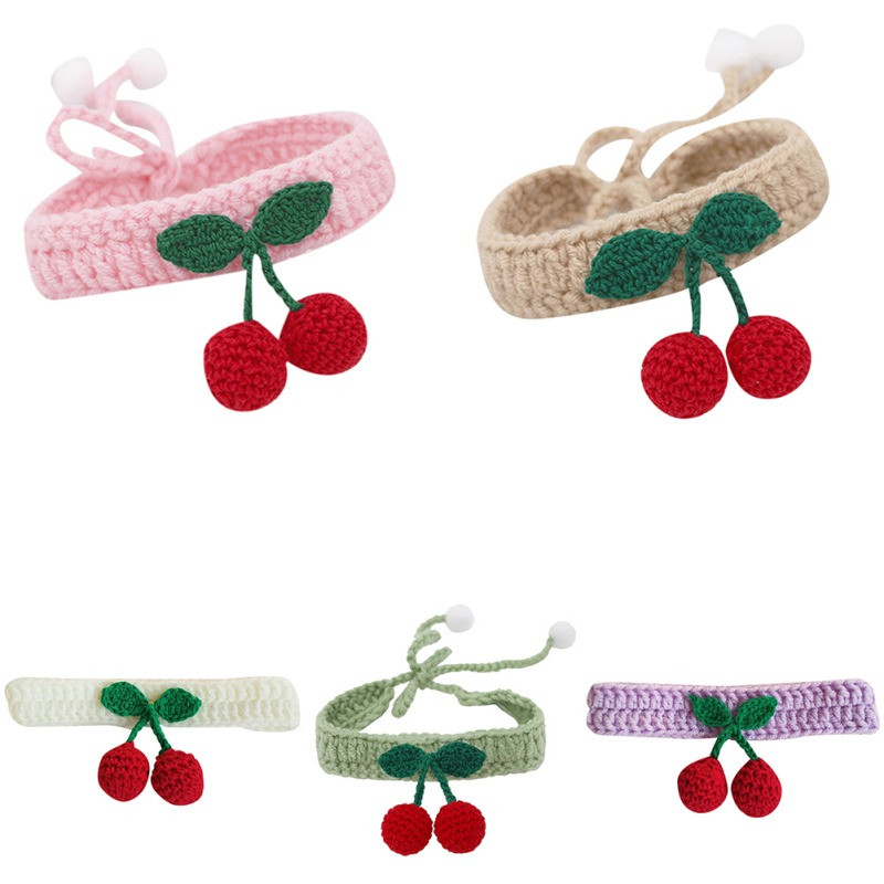 Slatke ogrlice za kućne ljubimce Trešnja Pletena ogrlica za malog velikog psa Mačku Ručno izrađeni plišani lutka Ogrlica Nakit Dodaci za kućne ljubimce