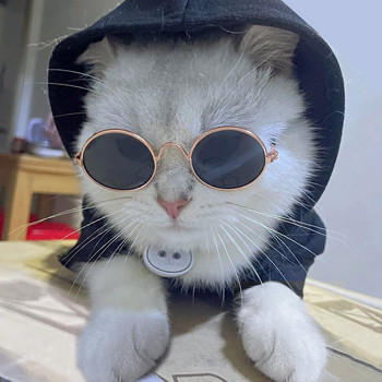Γυαλιά ηλίου για σκύλους Προϊόντα κατοικίδιων για γάτα Υπέροχα vintage γυαλιά ματιών με στρογγυλή αντανάκλαση Γυαλιά για κουτάβι γάτες Φωτογραφίες κατοικίδιων στηρίγματα cosplay αξεσουάρ