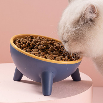 Μπολ Fashion Cat Dog Bowl 15 μοιρών ανυψωμένο Πλαστικό μπολ για γάτες Ασφαλής λαιμός Puppy Cat Feeder Αντιολισθητικός τρακαρισμένος ανυψωμένος γάτες ​Μπολ φαγητού