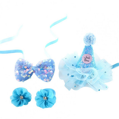 Party Dress Up 3Pcs/Set Lijepa mačja mašna Party Cap Narukvica Trodijelni set Višekratna kapa za kućne ljubimce Izvrsna oprema za pse