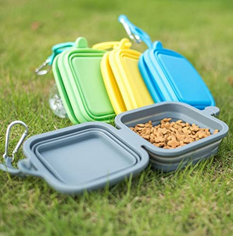 Reisikausid, kokkupandav silikoonist koerakauss ümbrisega, kokkupandav laiendatav koeratoidu veekauss, kaasaskantavad lemmikloomade toitmise tarvikud