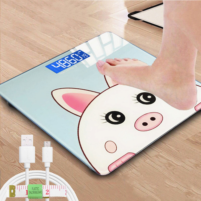 USB-laadimise elektrooniline kaal Elektrooniline põrandale seisev inimese kodu Vannitoa digitaalne keha täppiskaal kaalumiseks