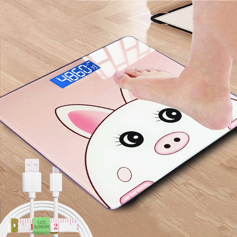 USB-laadimise elektrooniline kaal Elektrooniline põrandale seisev inimese kodu Vannitoa digitaalne keha täppiskaal kaalumiseks