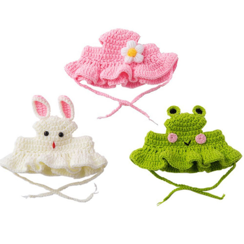 Ručno izrađena pokrivala za glavu za mačke Psić Cosplay Kostim za mačke Šešir s cvijetom Odijelo za mačke Accesorios Pletene kape za mačke Dodaci za mačke