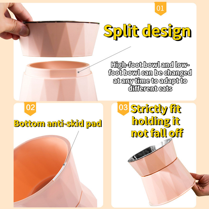 Bļoda mājdzīvniekam ar augstām pēdām kaķu bļoda suņu bļodas plastmasas atdalīšana dzemdes kakla skriemeļi, kas novērš apgāšanos mājdzīvnieku piederumi suņu barības tvertne