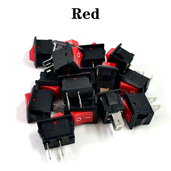 15 τμχ Mini Rocker Switch SPST Μαύρο και κόκκινο Snap in Switches Button AC 250V 3A / 125V 6A 2 Pin I/O 10*15mm On-off Switch Rocker