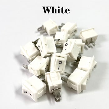 15 τμχ Mini Rocker Switch SPST Μαύρο και κόκκινο Snap in Switches Button AC 250V 3A / 125V 6A 2 Pin I/O 10*15mm On-off Switch Rocker