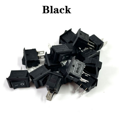15 tk Mini klahvlüliti SPST must ja punane Snap in Switches Button AC 250V 3A / 125V 6A 2 Pin I/O 10*15mm On-off Switch Rocker