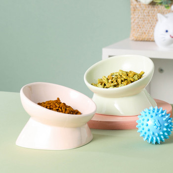 Γάτα Κεραμικό Μπολ Ματ Ψηλοπόδι Λεκάνη πιάτων για κατοικίδια Μικρό κουτάβι που τρώει τροφοδότης ποτού Μπολ Αξεσουάρ ταΐσματος για σκύλους γάτες