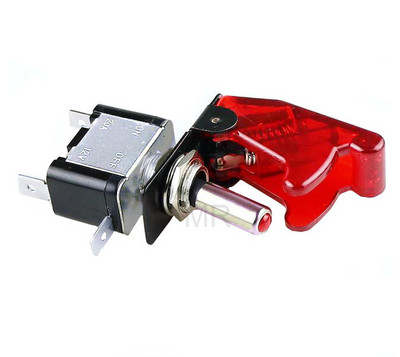 Auto Car Boat Truck Illuminated Led Toggle Switch with Safety Aircraft Flip Up Cover Guard 12V20A διαφανές