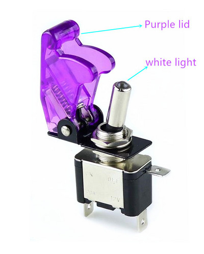 Automašīnu laivu kravas automašīnas apgaismots LED pārslēgšanas slēdzis ar drošības lidmašīnas paceļamu vāka aizsargu 12V20A caurspīdīgs