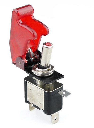 Automašīnu laivu kravas automašīnas apgaismots LED pārslēgšanas slēdzis ar drošības lidmašīnas paceļamu vāka aizsargu 12V20A caurspīdīgs