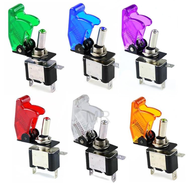 Automašīnu laivu kravas automašīnas apgaismots LED pārslēgšanas slēdzis ar drošības lidmašīnas paceļamu vāka aizsargu 12V20A caurspīdīgs