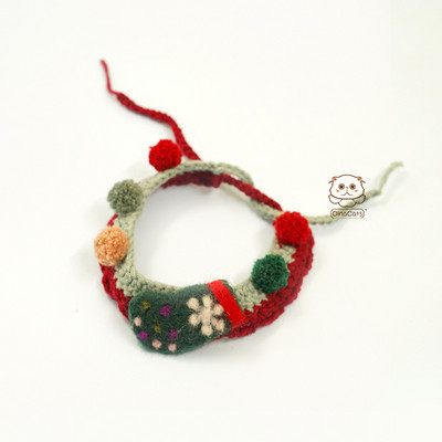 Ručno rađena originalna mliječna pamučna vuna pletena mačja ogrlica s prsnim mačjim okovratnikom slatka