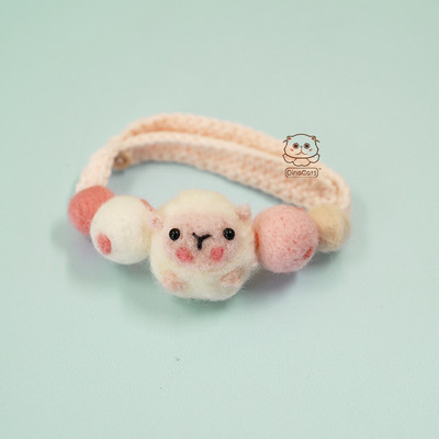 Ručno rađena originalna mliječna pamučna vuna pletena mačja ogrlica s prsnim mačjim okovratnikom slatka