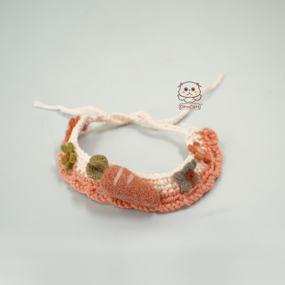 Ručno rađena originalna mliječna pamučna vuna pletena mačja ogrlica s prsnim mačjim okovratnikom slatka