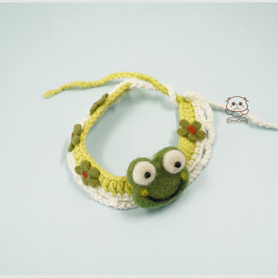 Ručno rađena originalna mliječna pamučna vuna pletena mačja ogrlica s prsnim mačjim okovratnikom slatka