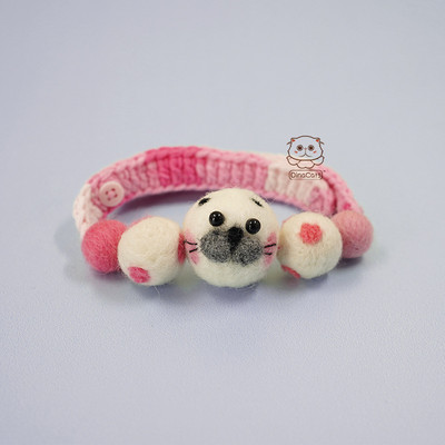 Ručno rađena originalna mliječna pamučna vuna pletena mačja ogrlica s prsnim mačjim okovratnikom slatka