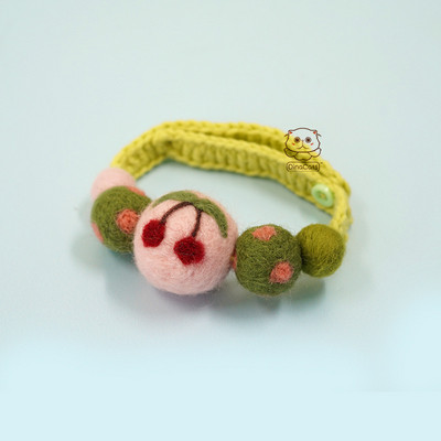 Ručno rađena originalna mliječna pamučna vuna pletena mačja ogrlica s prsnim mačjim okovratnikom slatka