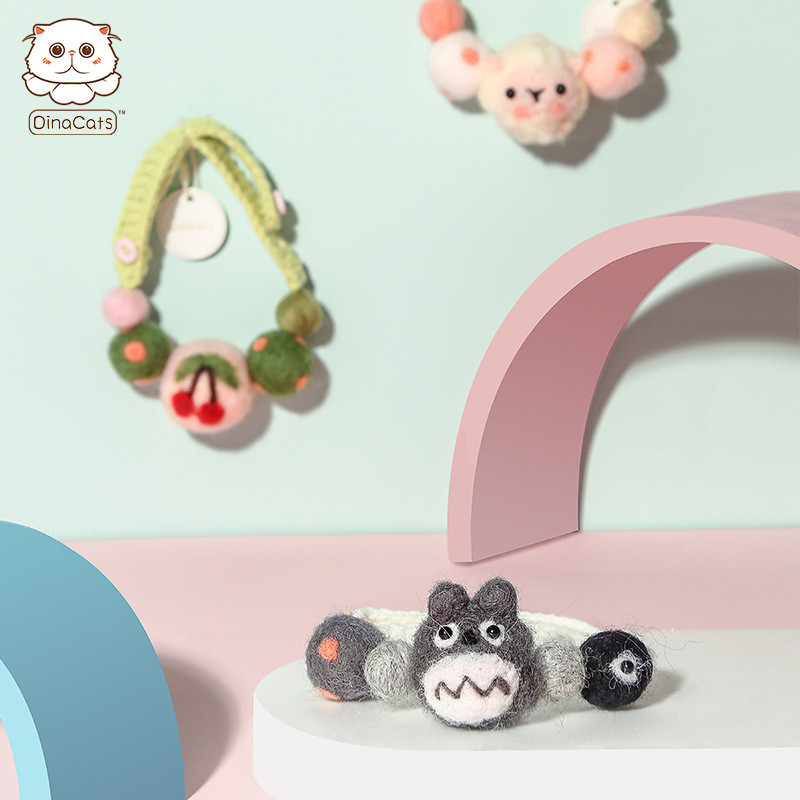 Ručno rađena originalna mliječna pamučna vuna pletena mačja ogrlica s prsnim mačjim okovratnikom slatka