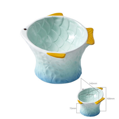 Slatka mačka Keramička zdjela za hranu Kućni ljubimac Visoko stopalo Jede Pije Zdjele za hranjenje Mali psi Hranilice za vodu Oblik ribe Posuda za mačke