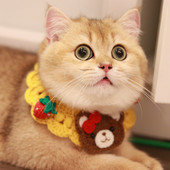 Slatki medvjed Heklana mačka Bib Vunena pseća bandana Slatki šal za kućne ljubimce Ogrlica Ručni mačji šal za male mačke Dodaci za ružičaste mačiće