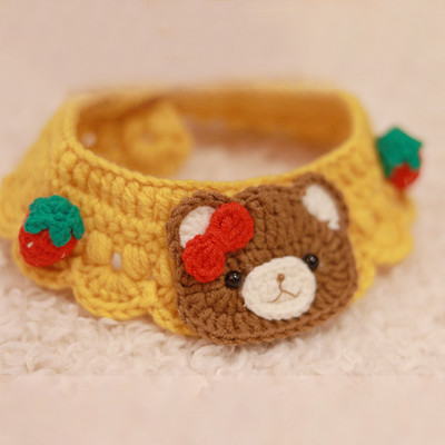 Slatki medvjed Heklana mačka Bib Vunena pseća bandana Slatki šal za kućne ljubimce Ogrlica Ručni mačji šal za male mačke Dodaci za ružičaste mačiće