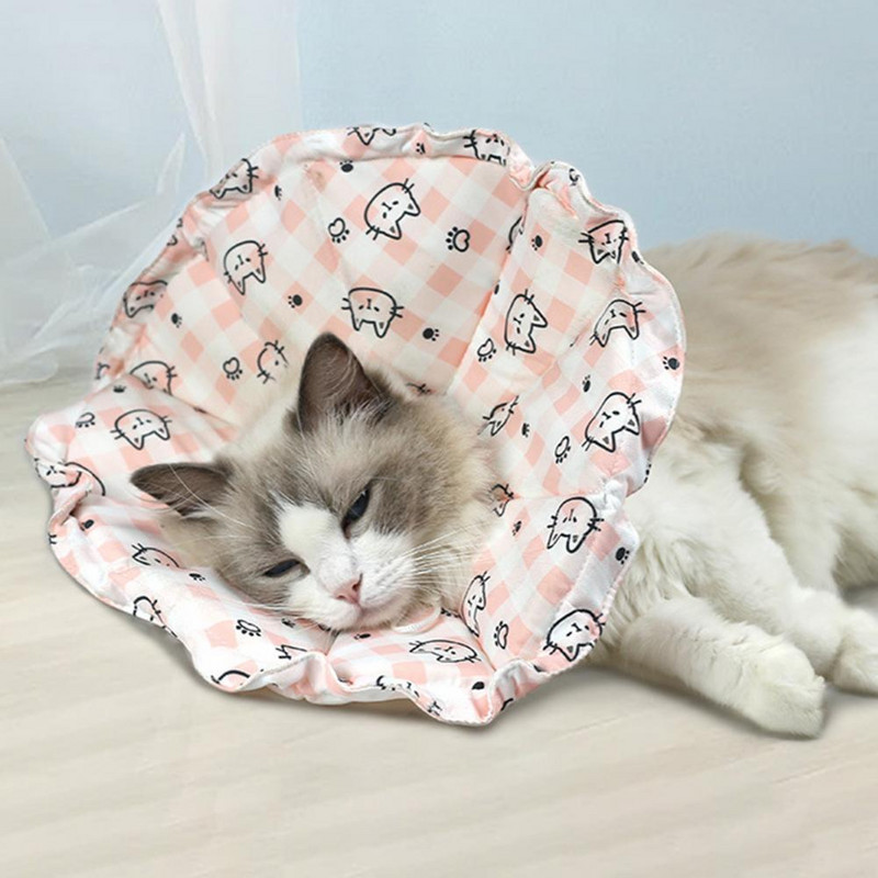 Gyvūnų atkūrimo antkaklis Super Minkštas be kvapo Puikus animacinis kačių spausdinimas naminių gyvūnėlių kūgio antkaklis Apsauginis antkaklis katei Apsauginis kūgis