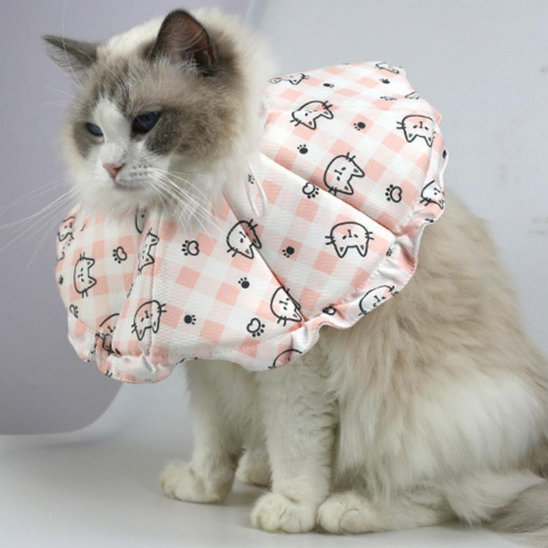 Gyvūnų atkūrimo antkaklis Super Minkštas be kvapo Puikus animacinis kačių spausdinimas naminių gyvūnėlių kūgio antkaklis Apsauginis antkaklis katei Apsauginis kūgis