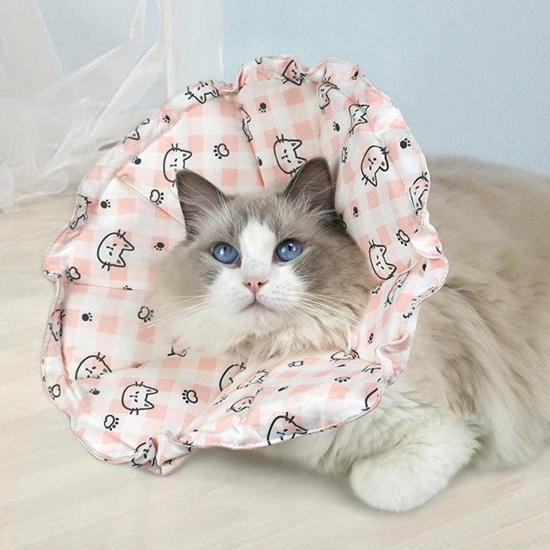 Gyvūnų atkūrimo antkaklis Super Minkštas be kvapo Puikus animacinis kačių spausdinimas naminių gyvūnėlių kūgio antkaklis Apsauginis antkaklis katei Apsauginis kūgis