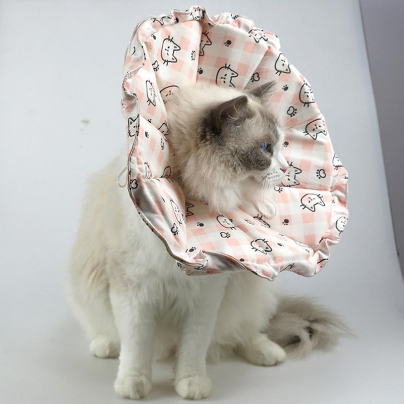 Gyvūnų atkūrimo antkaklis Super Minkštas be kvapo Puikus animacinis kačių spausdinimas naminių gyvūnėlių kūgio antkaklis Apsauginis antkaklis katei Apsauginis kūgis