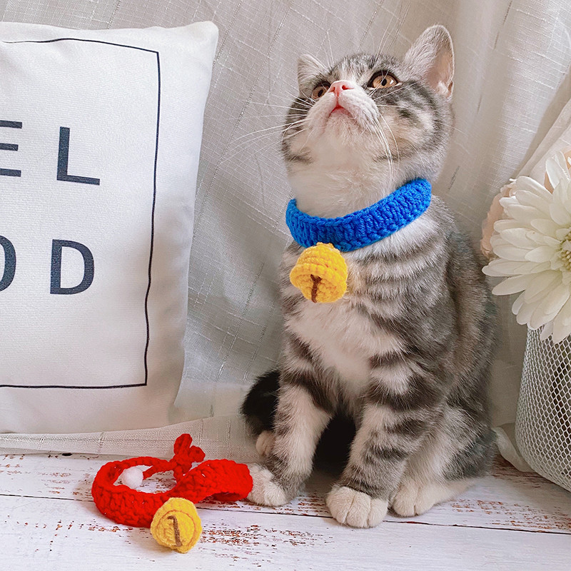 Novo slatko vuneno tiho zvono za pletenje divnog malog psa i mačke ručnog pletenja zveckave mačke tihe ogrlice nakit za kućne ljubimce